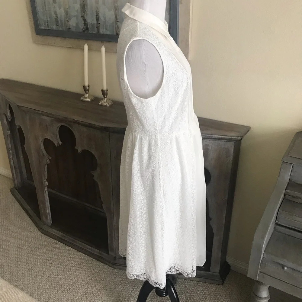 Diane Von Furstenberg Nieves Lace Shirt Dress White Designer Wedding Women’s 10 - Picture 5 of 8